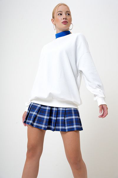VAGGON Dámské bílé mikiny Crew Neck Oversize Basic Prm1053