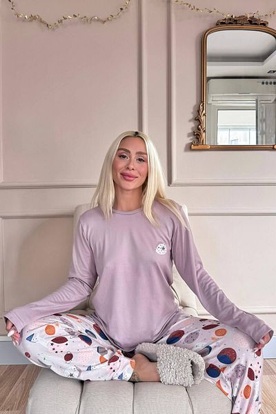 Pijamaevi Set de pijamale de damă cu model Aydede mov termic