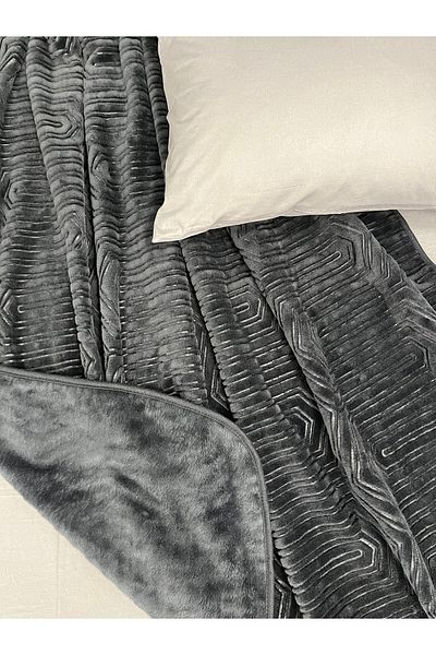 Özdilek Black Single Thick Embos Blanket