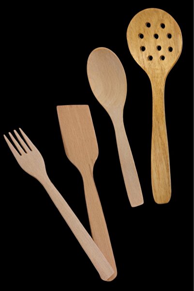 küche&haus Wooden Spatula Set of 4 Natural Wooden Presentation Serving Aids