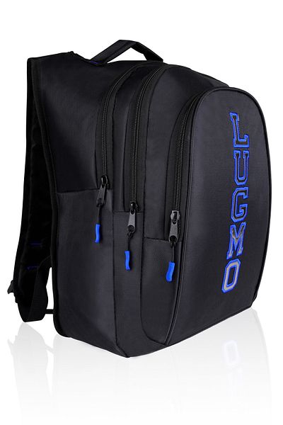 LUGMO Junior High School High School Bag - Three Compartments, Lined and Pad, Embroidered Blue