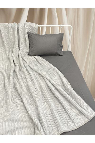 Özdilek Gray Single Thick Embos Blanket