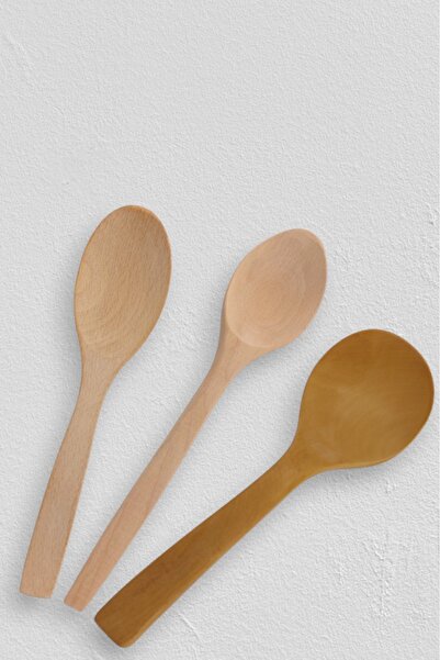 küche&haus Wooden Spoon Set of 3 Natural Handmade Rice Spoon Soup Spoons