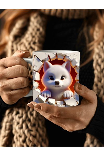 Evion Baby Animal Printed 3D Design Ceramic Mug - Mug