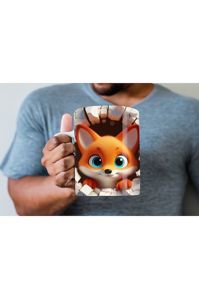 Evion Baby Animal Printed 3D Design Ceramic Mug - Mug