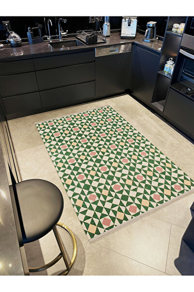 Rugs Modern Halı Paris Collection Green Themed Triangular Geometric Patterned...