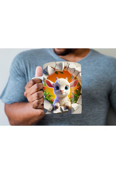 Evion Baby Animal Printed 3D Design Ceramic Mug - Gift Mug Cup