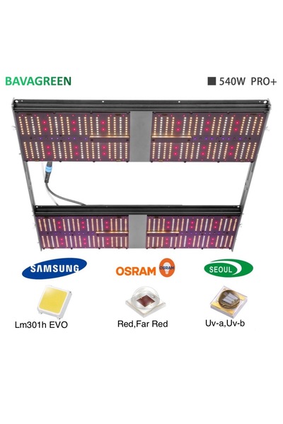 Bavagreen 540w Pro Plus EVO Bitki Yetiştirme Lambası Full Spectrum Grow Light...