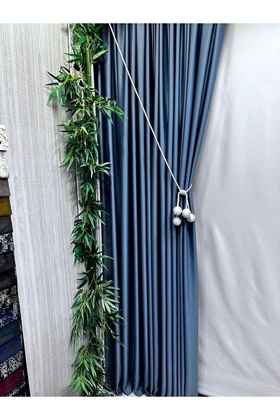 NİVEMESHOME Nivemeshome Blackout 12441 - V-33 Blue Curtain Apm