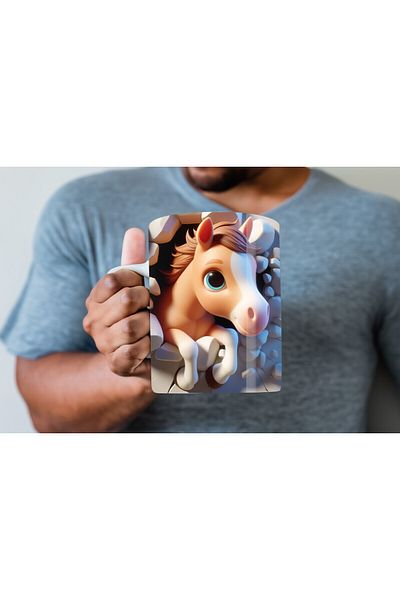 Evion Baby Animal Printed 3D Design Ceramic Mug - Gift Mug Cup