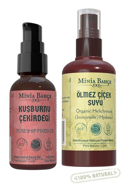 Minia Bahçe Bitki ve Sanat Atölyesi 100% Pure Rosehip Seed Oil - 50ml Cold Pressed Flower Water 150ml