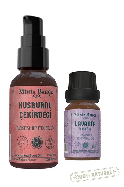 Minia Bahçe Bitki ve Sanat Atölyesi 50ml Cold Pressed - Rosehip Seed and Lavender Essential Oil, 100% Pure