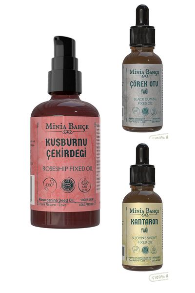Minia Bahçe Bitki ve Sanat Atölyesi 100ml Rosehip Seed Oil - Black Cumin and St. John's Wort Oil 30ml