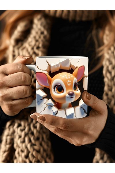Evion Baby Animal Printed 3D Design Ceramic Mug - Gift Mug Cup