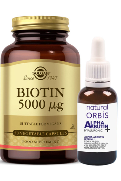 Solgar Biotin 5000 Mcg 50 Kapsül (HEDIYE ALPHA ARBUTİN %2 SERUM 30 ML BİYOTİN)