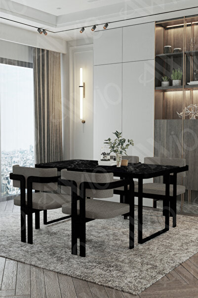 AVVİO ROXY Metal Ayak Tokyo Demonte Sandalye 80x120 Yemek Masası Mutfak Masas...