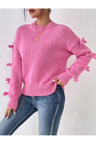 ANUBİS Kadın Bisiklet Yaka Kurdele Detaylı Triko Kazak