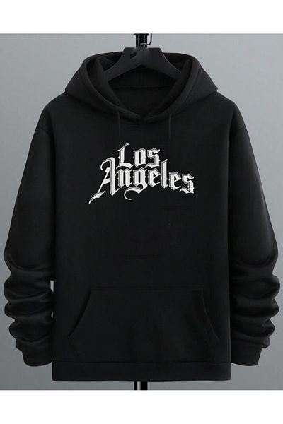 DEEPSENCE Unisex Μαύρο φούτερ με κουκούλα Oversize - Σχέδιο Losangeless