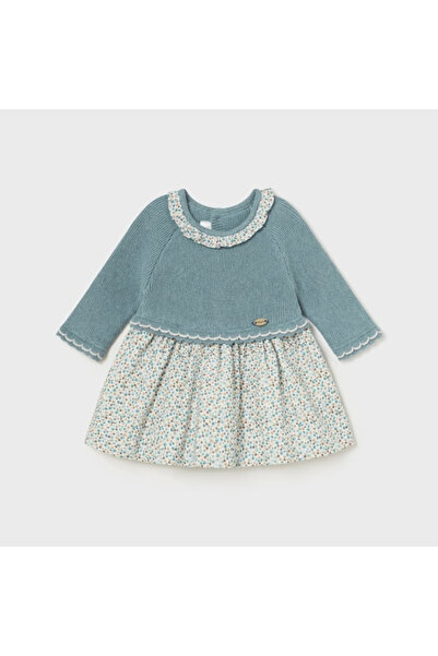 MAYORAL Kız Bebek Üst Triko Uzun Kollu Çiçekli Elbise Mint L25K2886