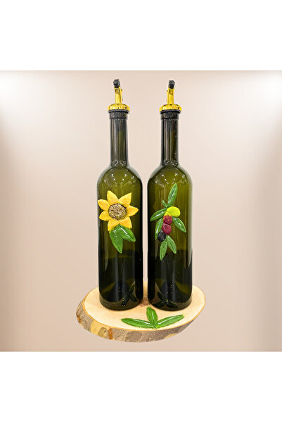 PitrakStore Olive Oil-Sunflower Oil Bottle 750ml Set of 3 with Stand Gift