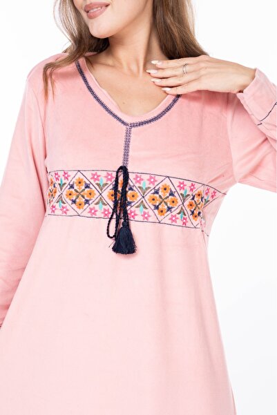 mervemoda Women's Long Sleeve Velvet Dress