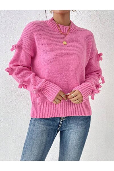 ANUBİS Kadın Bisiklet Yaka Kurdele Detaylı Triko Kazak