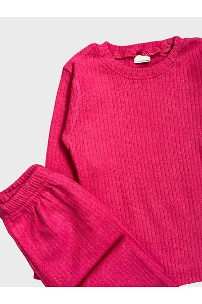 ALİŞ KİDS Girl's Cotton Pink Corduroy Long Sleeve Tights Set