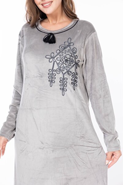 mervemoda Women's Long Sleeve Velvet Dress