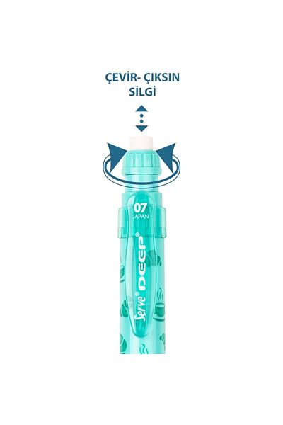 Serve Deep Coffee & Croissant Printed Mechanical Versatil Pen 0.7 Mint Green