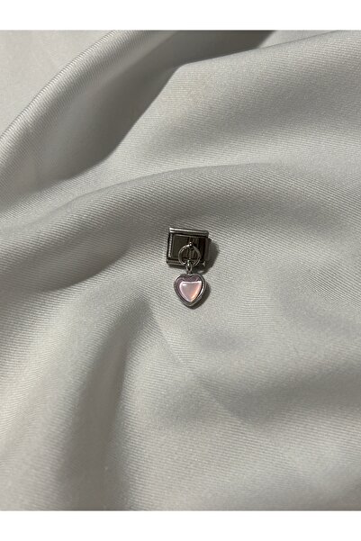 OCTW Stainless Steel Dangle Enamel Pink Heart Italian Bracelet