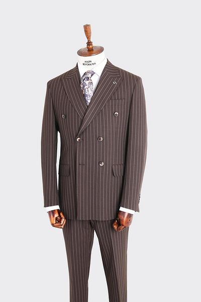 Kadir Büyükkaya Swallow Collar Double Breasted Men's Suit-Kax1200S