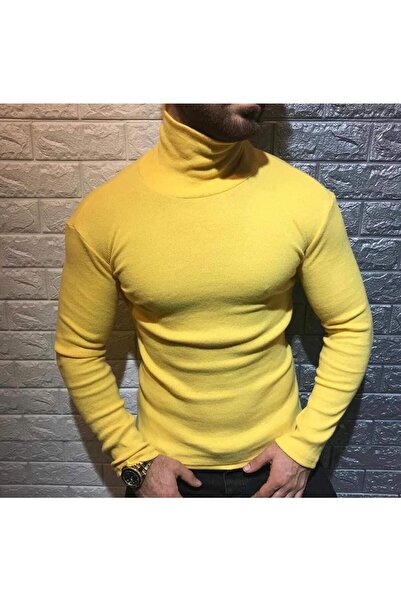 KEEP DOWN Pulover cu gât de culoare galbenă cu nervuri