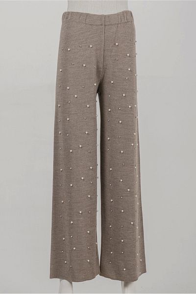 Invee INVEE 6950 Pantaloni tricotaj perlat bej închis