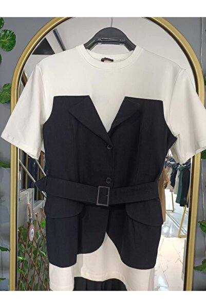 ALPERBUTİK Bluză cu vestă din gabardină