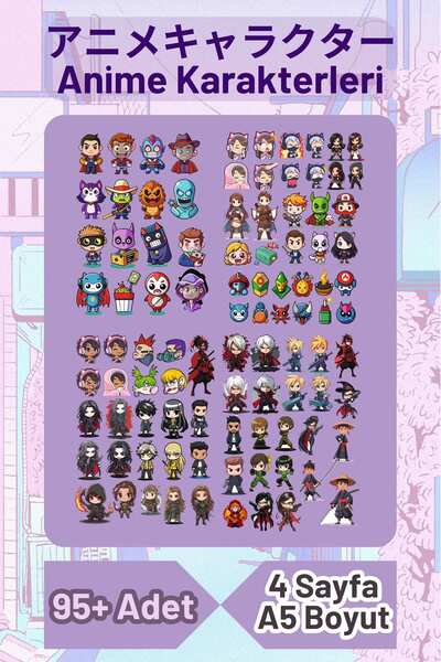 Etiketçi Paşa Anime Karakterleri Sticker Seti - Manga ve Çizgi Roman - Ajanda...