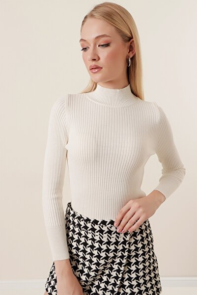 Story Yarım Balıkçı Yaka Fitilli  Body Triko Kazak