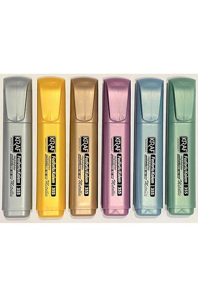 KRAF Set of 6 355 Metallic Color Highlighter Pens