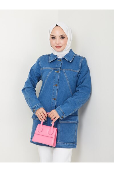 Marjinal City Γυναικείο τζιν μπουφάν με τσέπες και κουμπιά