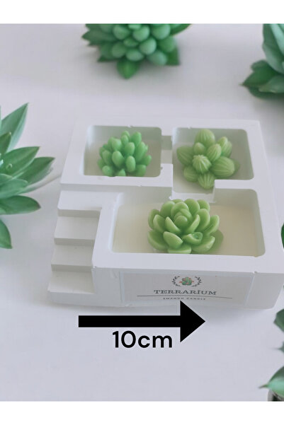 İskandinav Beton saksı da Kaktüs Mum (10cm-10cm)
