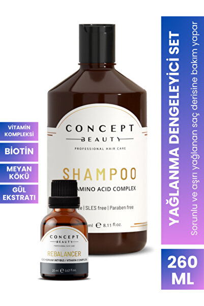 Concept Beauty مجموعة العناية بالشعر المتوازنة بالزيت - شامبو عضوي طبيعي مع ا...