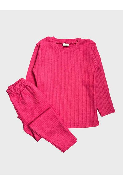 ALİŞ KİDS Girl's Cotton Pink Corduroy Long Sleeve Tights Set