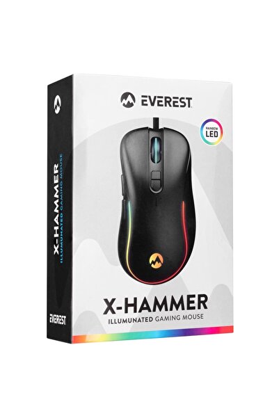 Everest Sm-g58 X-hammer Usb Siyah 7d Optik 7200 Dpı Led Işıklı Mouse