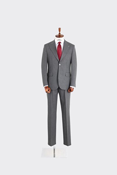 Kadir Büyükkaya Kırlangıç Yaka İki Düğmeli Erkek Takım Elbise-KAX1312S