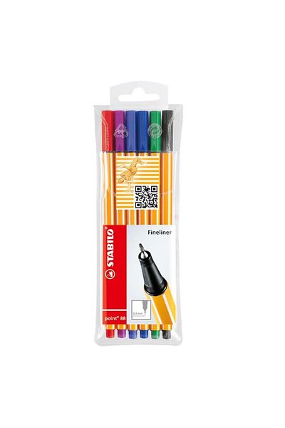 Stabilo Point 88 - Fine Felt Tip Pen - Pack of 6 - Various Colors