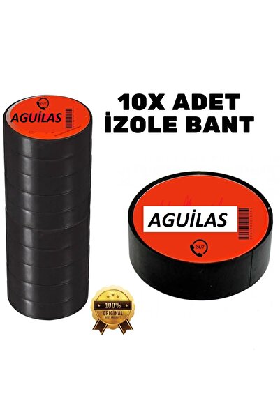 AGUILAS Elektrik Izola Bant 10 Adet Bant Elektrikçi Bantı İzole 1 Paket