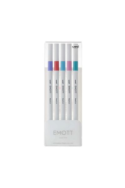 UNİ-BALL Uni Ball Emott 0.4 Fine Acrylic Nib Pen 5 Pcs Candy Colors