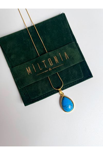 Miltonia Turquoise Stone Natural Stone Steel Chain Necklace