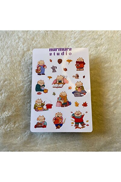 Nurmurs sonbahar kedili Sticker Seti Oyun Laptop Notebook Ajanda Tablet Etiket