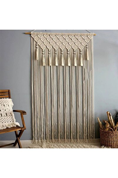 EdaTasarım Makrome   Perde Kareli Desenli