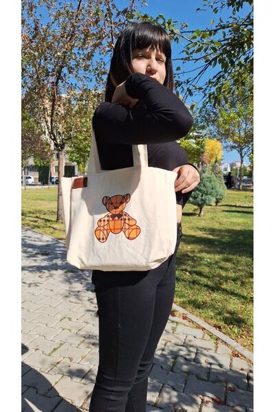 Luvili Canvas Bag with Lining and Pockets - Printed and Gusseted